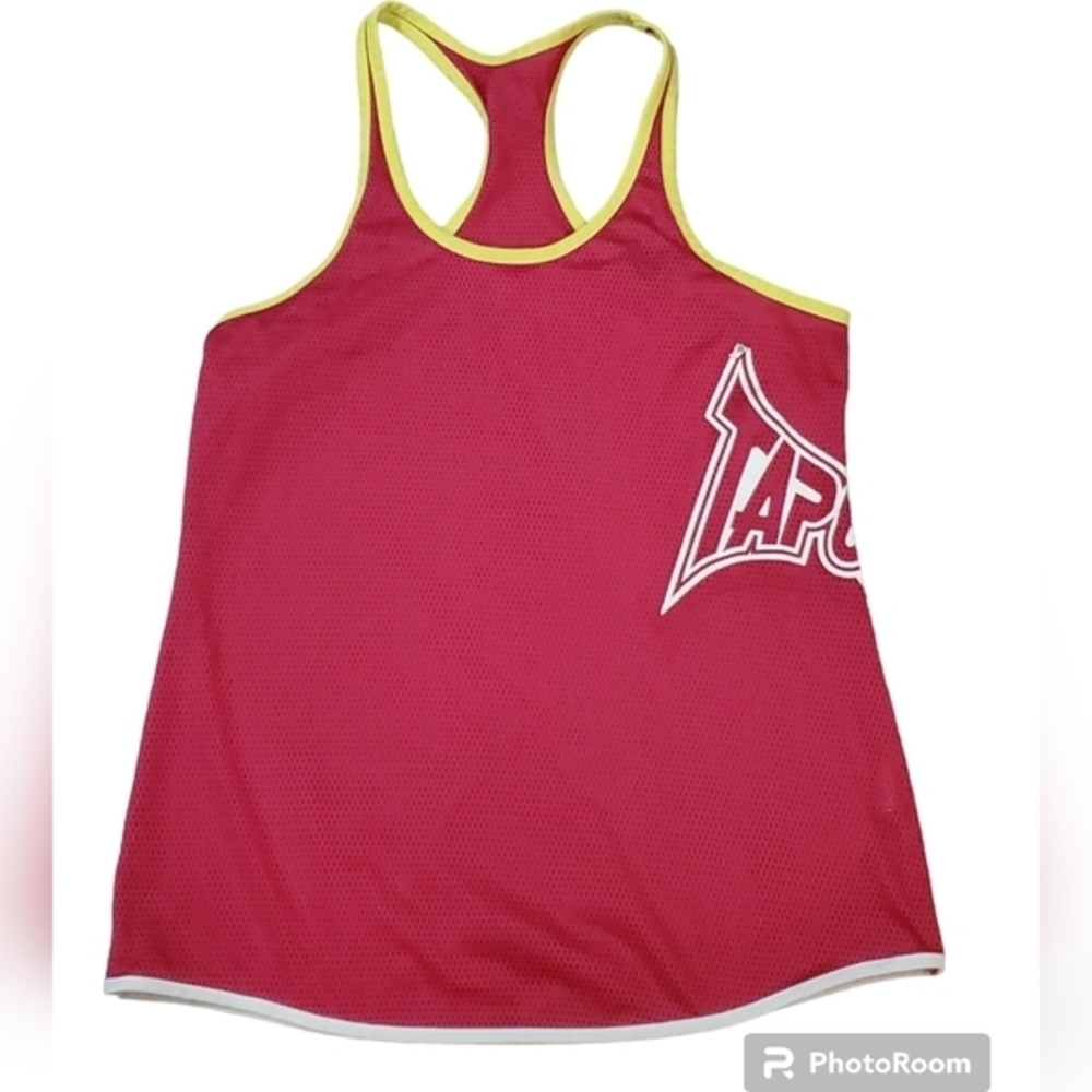 TapOut‎ Women's Pink Yellow Mesh Racerback Tank Top XL